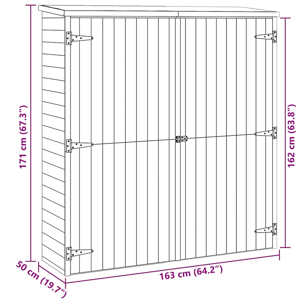 Tuinschuur 163x50x171 cm massief grenenhout is nu te koop bij PeponiXL, paradijselijk wonen!