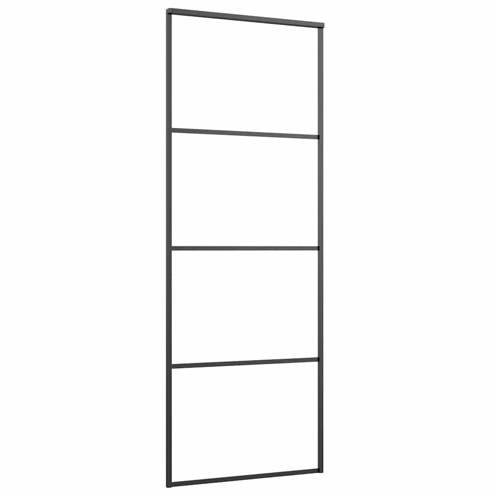 Schuifdeur 76x205 cm mat ESG-glas en aluminium zwart is nu te koop bij PeponiXL, paradijselijk wonen!