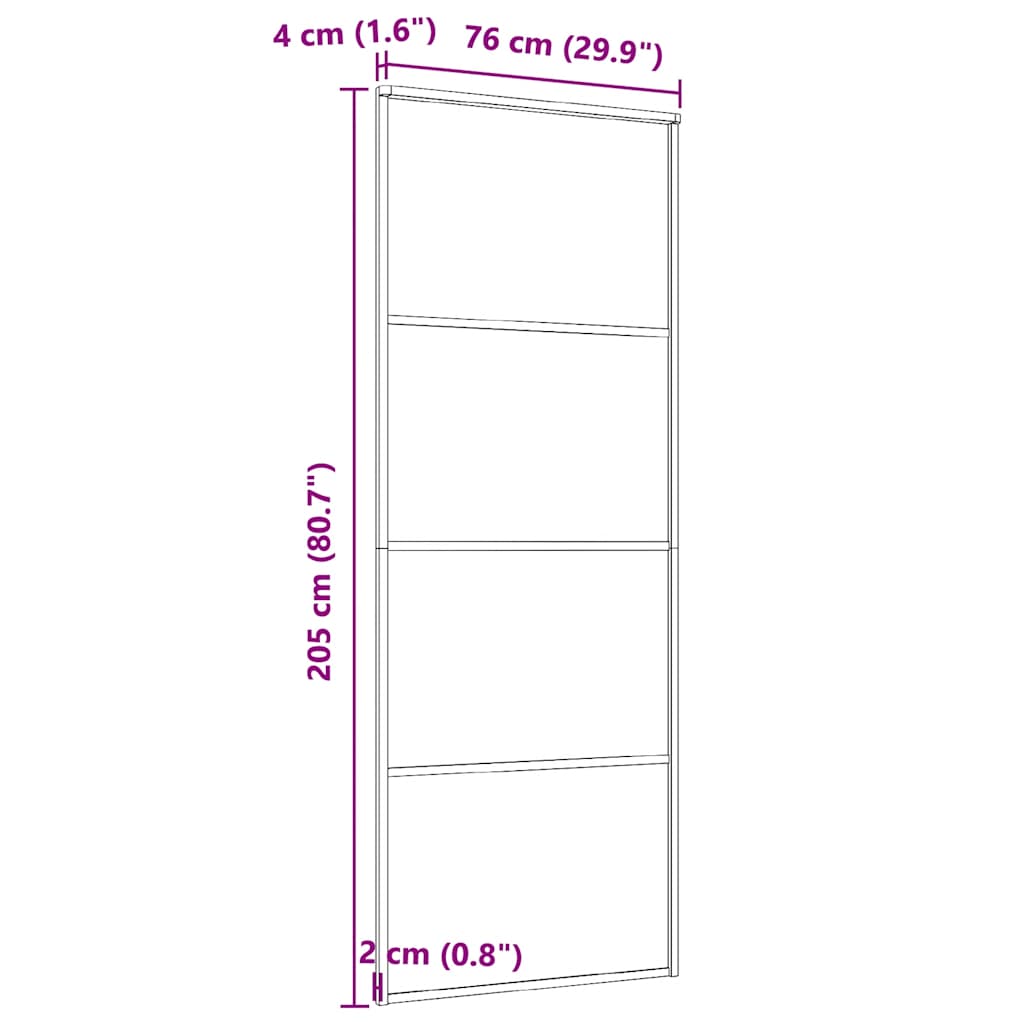 Schuifdeur 76x205 cm mat ESG-glas en aluminium zwart is nu te koop bij PeponiXL, paradijselijk wonen!