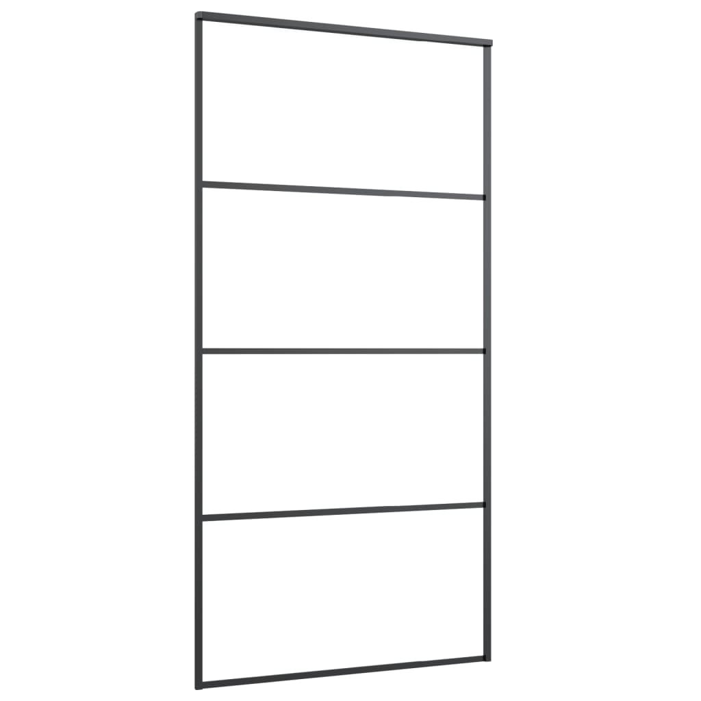 Schuifdeur 102,5x205 cm mat ESG-glas en aluminium zwart is nu te koop bij PeponiXL, paradijselijk wonen!