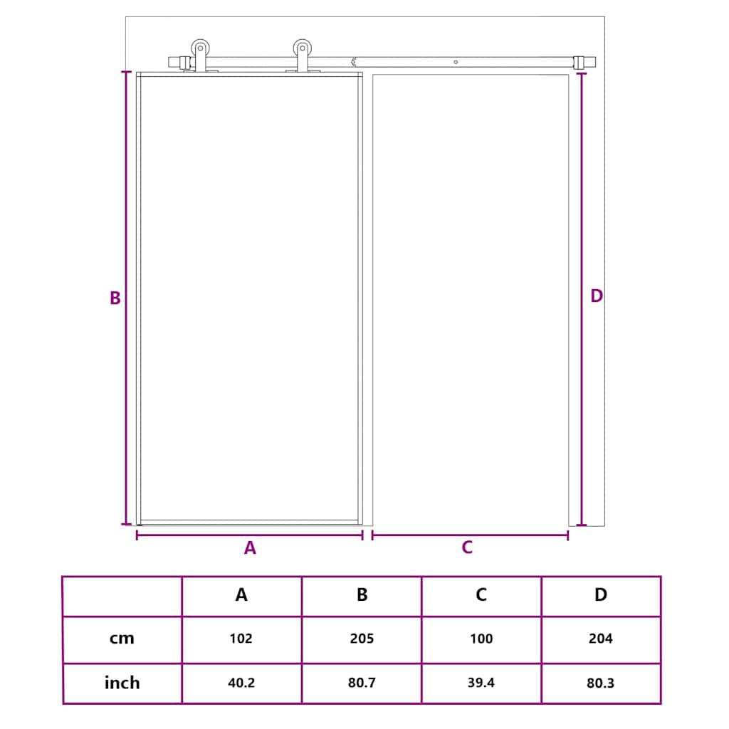 Schuifdeur 102,5x205 cm mat ESG-glas en aluminium zwart is nu te koop bij PeponiXL, paradijselijk wonen!
