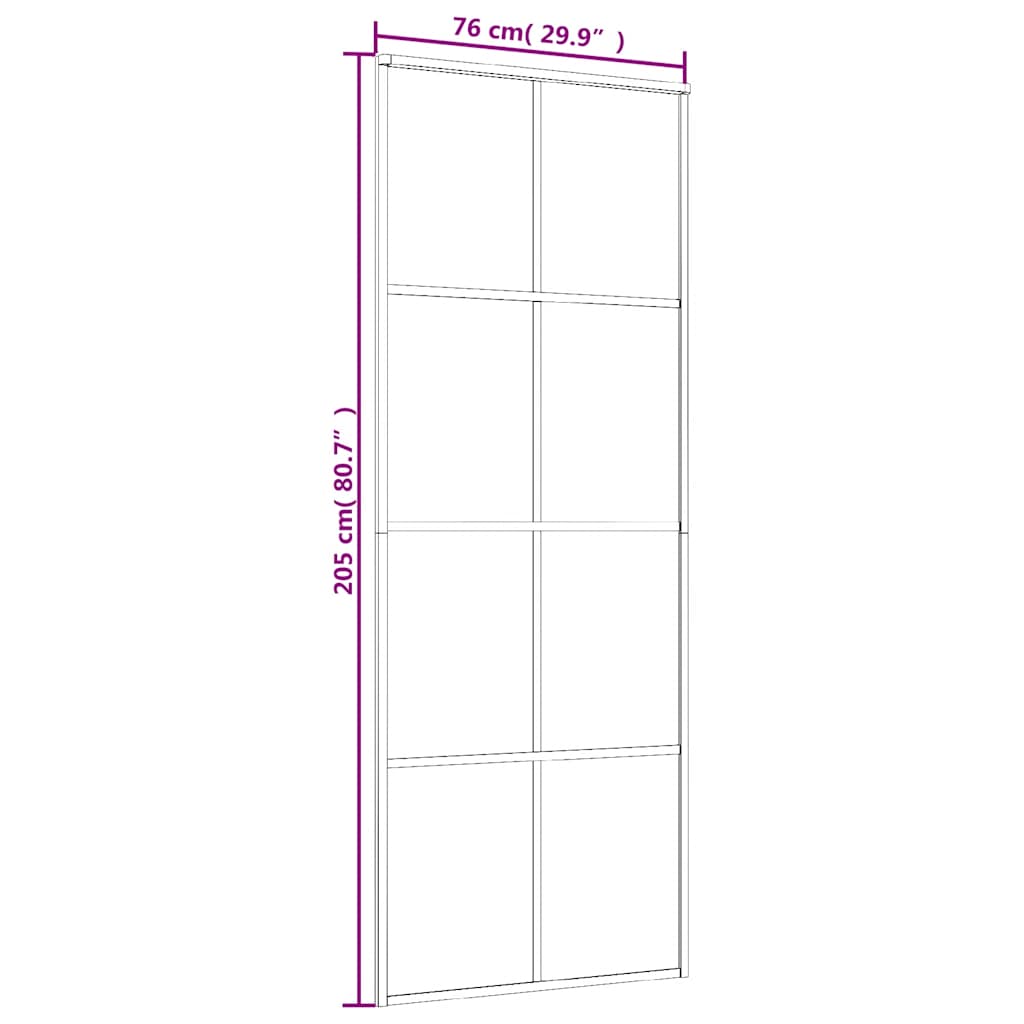 Schuifdeur 76x205 cm ESG-glas en aluminium zwart is nu te koop bij PeponiXL, paradijselijk wonen!