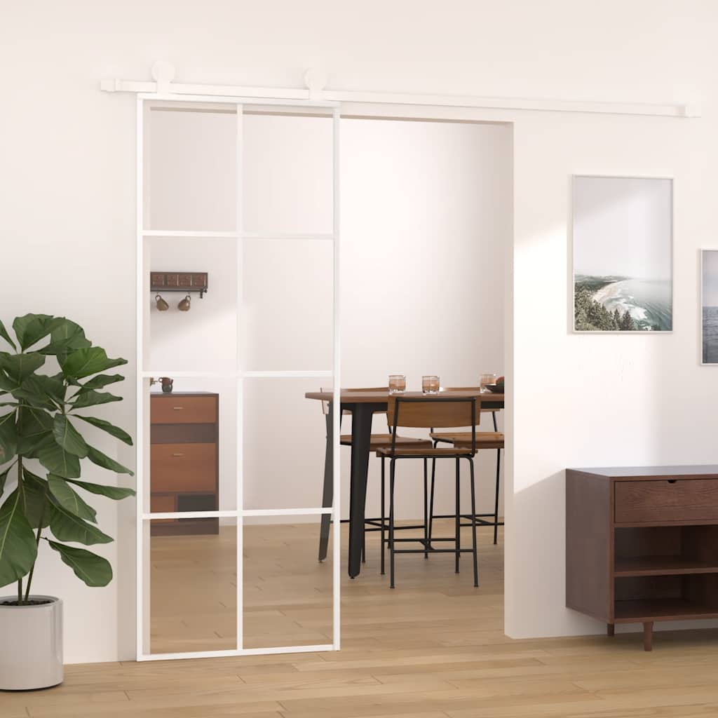 Schuifdeur 76x205 cm ESG-glas en aluminium wit is nu te koop bij PeponiXL, paradijselijk wonen!