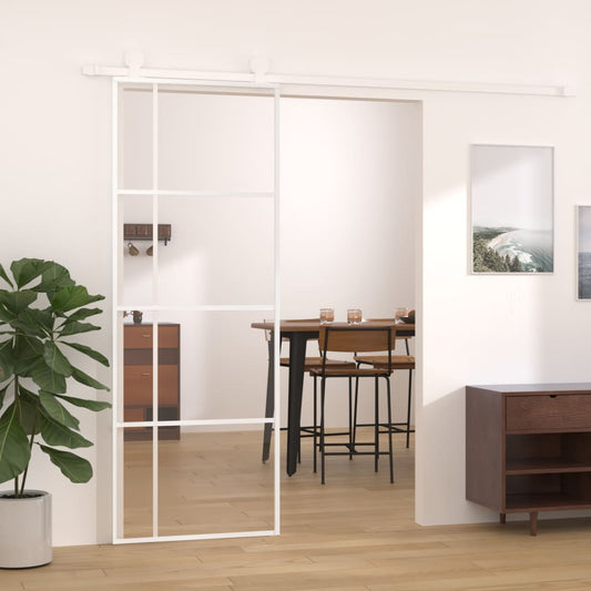 Schuifdeur 76x205 cm ESG-glas en aluminium wit is nu te koop bij PeponiXL, paradijselijk wonen!