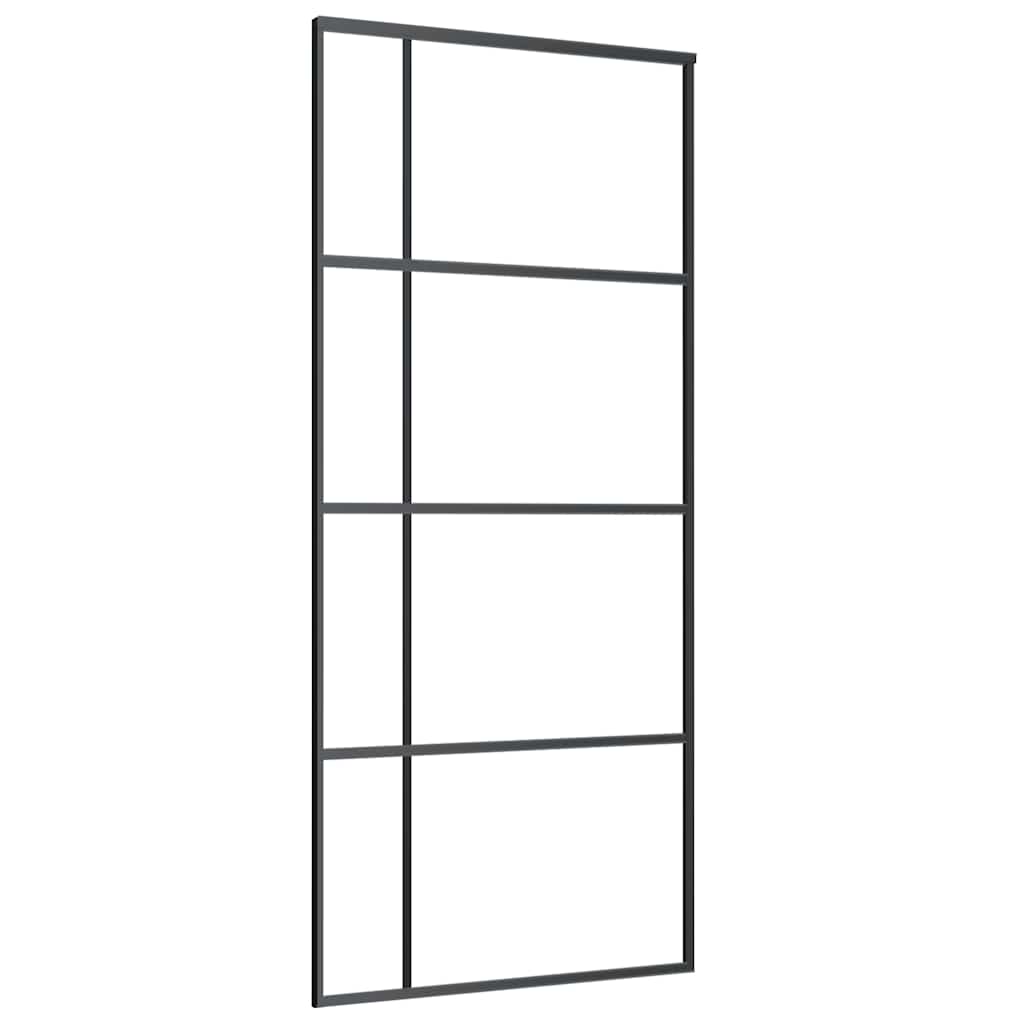 Schuifdeur 90x205 cm ESG-glas en aluminium zwart is nu te koop bij PeponiXL, paradijselijk wonen!