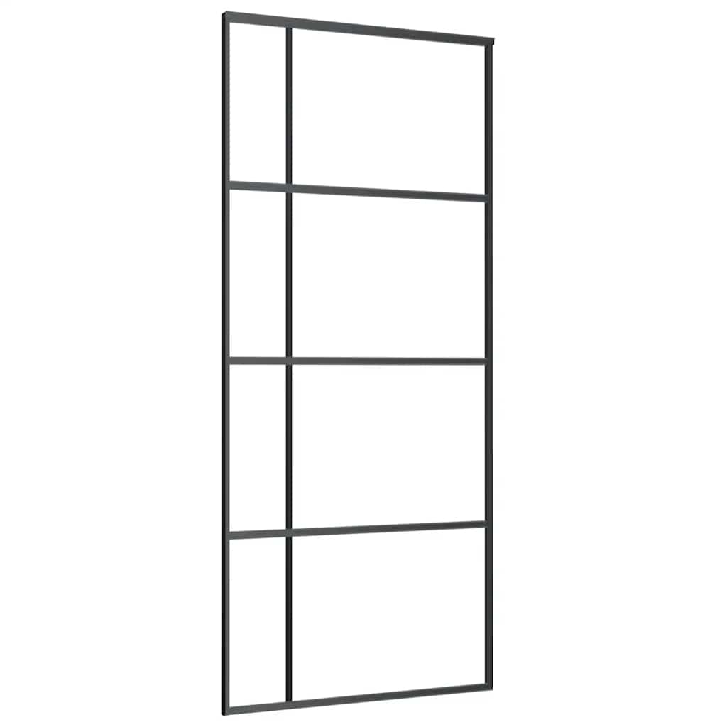 Schuifdeur 90x205 cm mat ESG-glas en aluminium zwart is nu te koop bij PeponiXL, paradijselijk wonen!