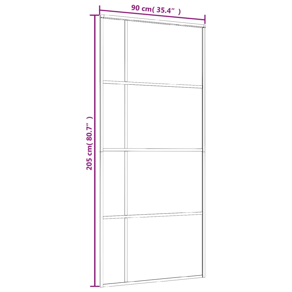 Schuifdeur 90x205 cm mat ESG-glas en aluminium zwart is nu te koop bij PeponiXL, paradijselijk wonen!