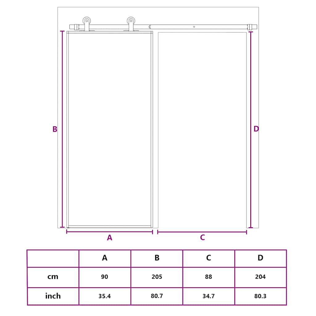 Schuifdeur 90x205 cm mat ESG-glas en aluminium zwart is nu te koop bij PeponiXL, paradijselijk wonen!