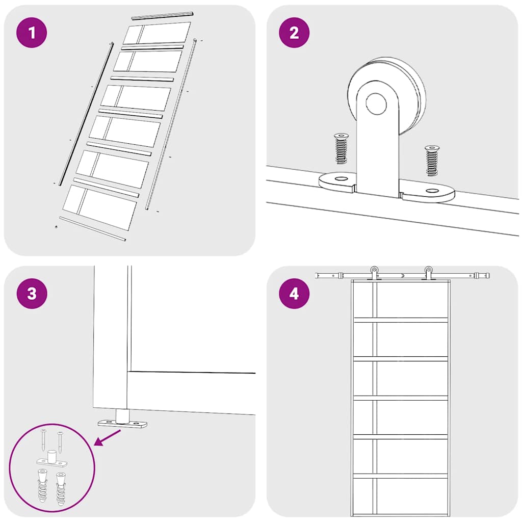 Schuifdeur 90x205 cm ESG-glas en aluminium wit is nu te koop bij PeponiXL, paradijselijk wonen!