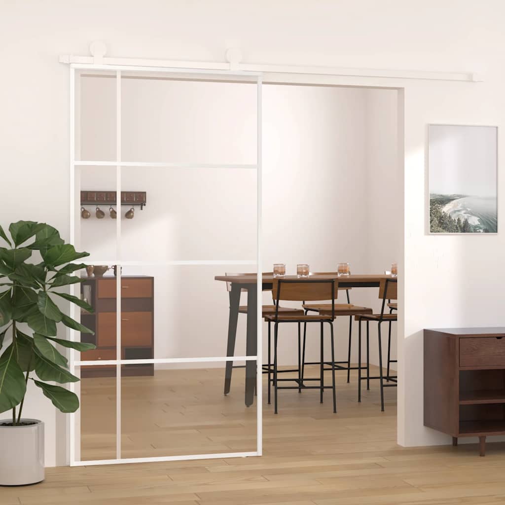 Schuifdeur 102,5x205 cm ESG-glas en aluminium wit is nu te koop bij PeponiXL, paradijselijk wonen!