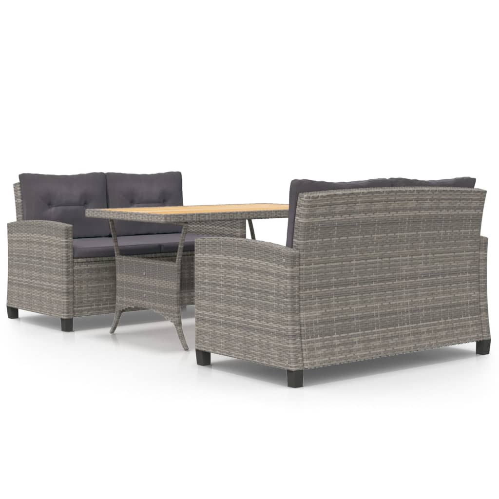 3-delige Tuinset met kussens poly rattan grijs is nu te koop bij PeponiXL, paradijselijk wonen!