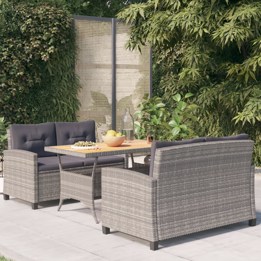 3-delige Tuinset met kussens poly rattan grijs is nu te koop bij PeponiXL, paradijselijk wonen!