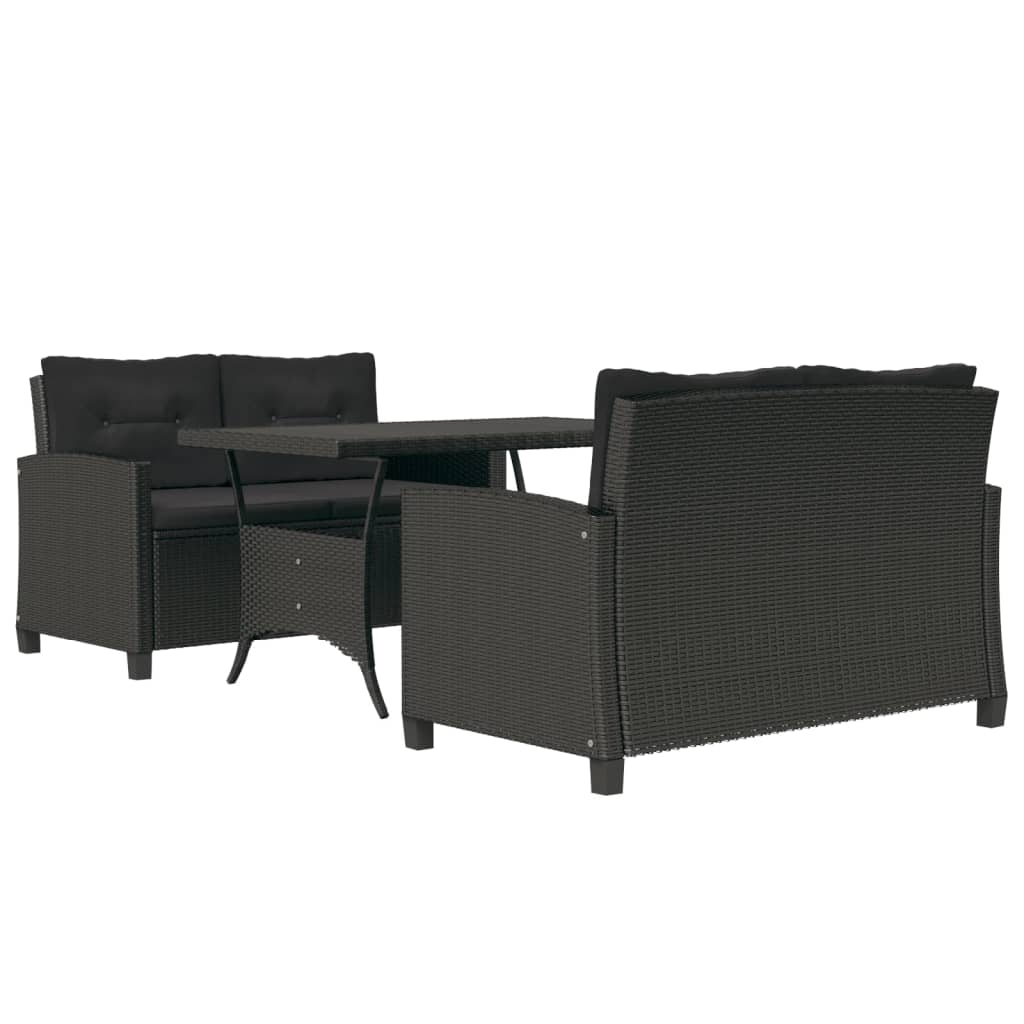 3-delige Tuinset met kussens poly rattan zwart is nu te koop bij PeponiXL, paradijselijk wonen!
