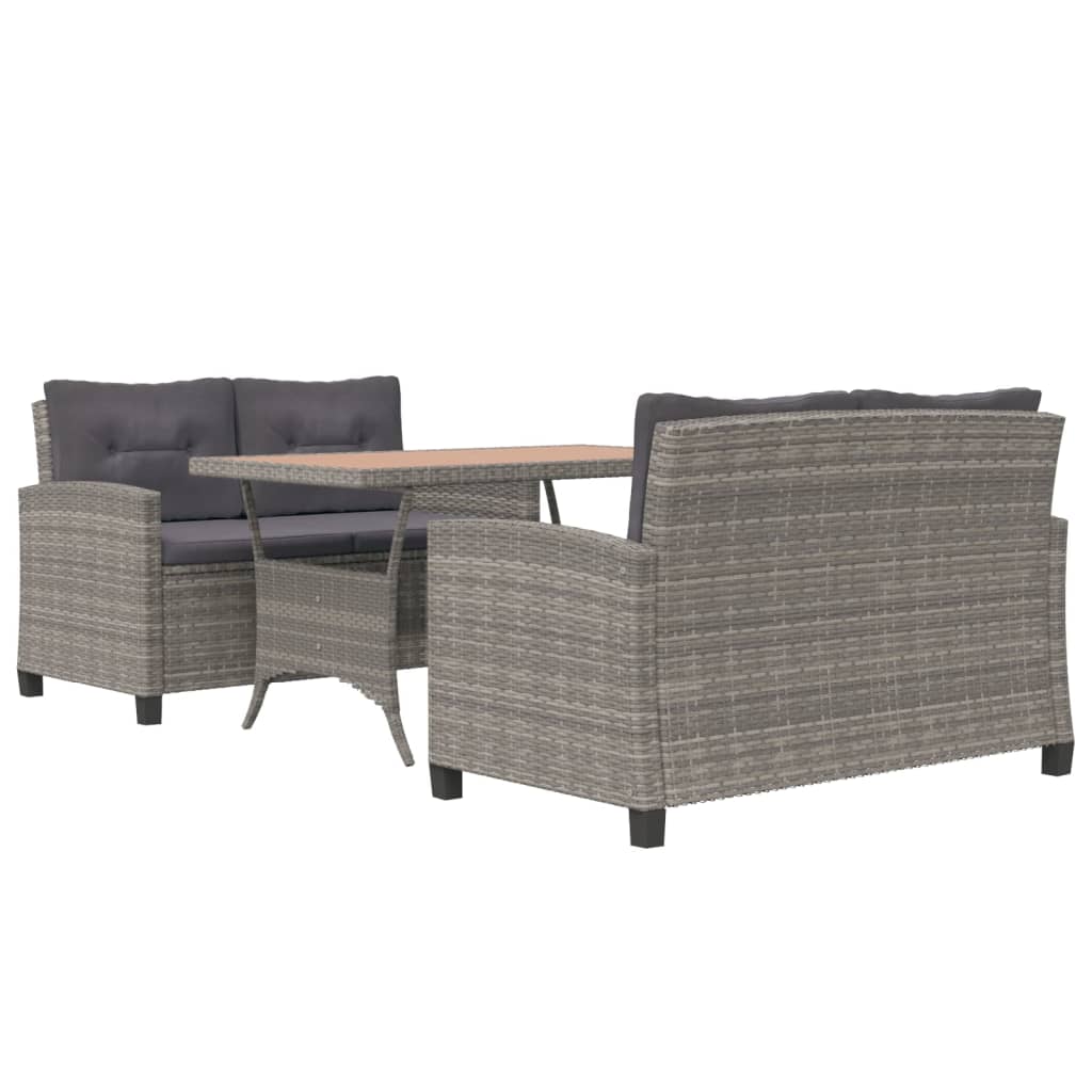 3-delige Tuinset poly rattan en massief acaciahout is nu te koop bij PeponiXL, paradijselijk wonen!