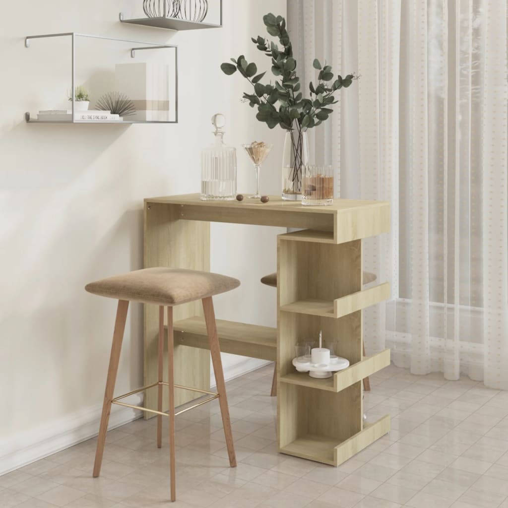 Bartafel met opbergrek 100x50x101,5 cm hout sonoma eiken is nu te koop bij PeponiXL, paradijselijk wonen!