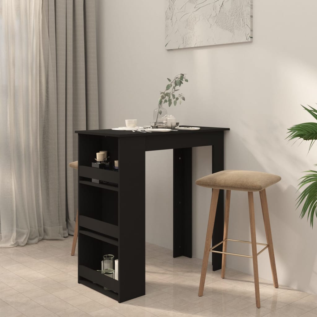 Bartafel met opbergrek 102x50x103,5 cm bewerkt hout zwart is nu te koop bij PeponiXL, paradijselijk wonen!