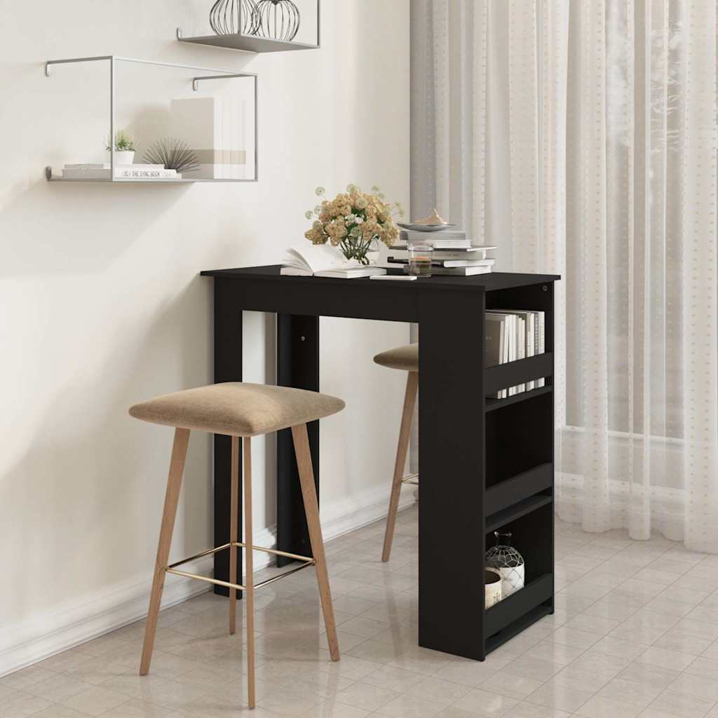 Bartafel met opbergrek 102x50x103,5 cm bewerkt hout zwart is nu te koop bij PeponiXL, paradijselijk wonen!