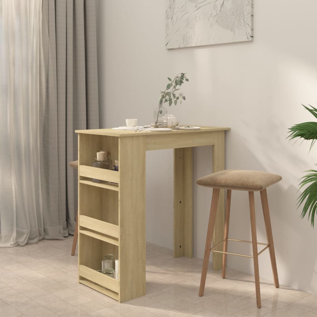 Bartafel met opbergrek 102x50x103,5cm bewerkt hout sonoma eiken is nu te koop bij PeponiXL, paradijselijk wonen!