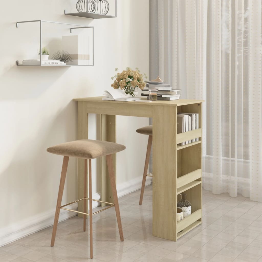 Bartafel met opbergrek 102x50x103,5cm bewerkt hout sonoma eiken is nu te koop bij PeponiXL, paradijselijk wonen!
