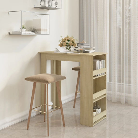 Bartafel met opbergrek 102x50x103,5cm bewerkt hout sonoma eiken is nu te koop bij PeponiXL, paradijselijk wonen!