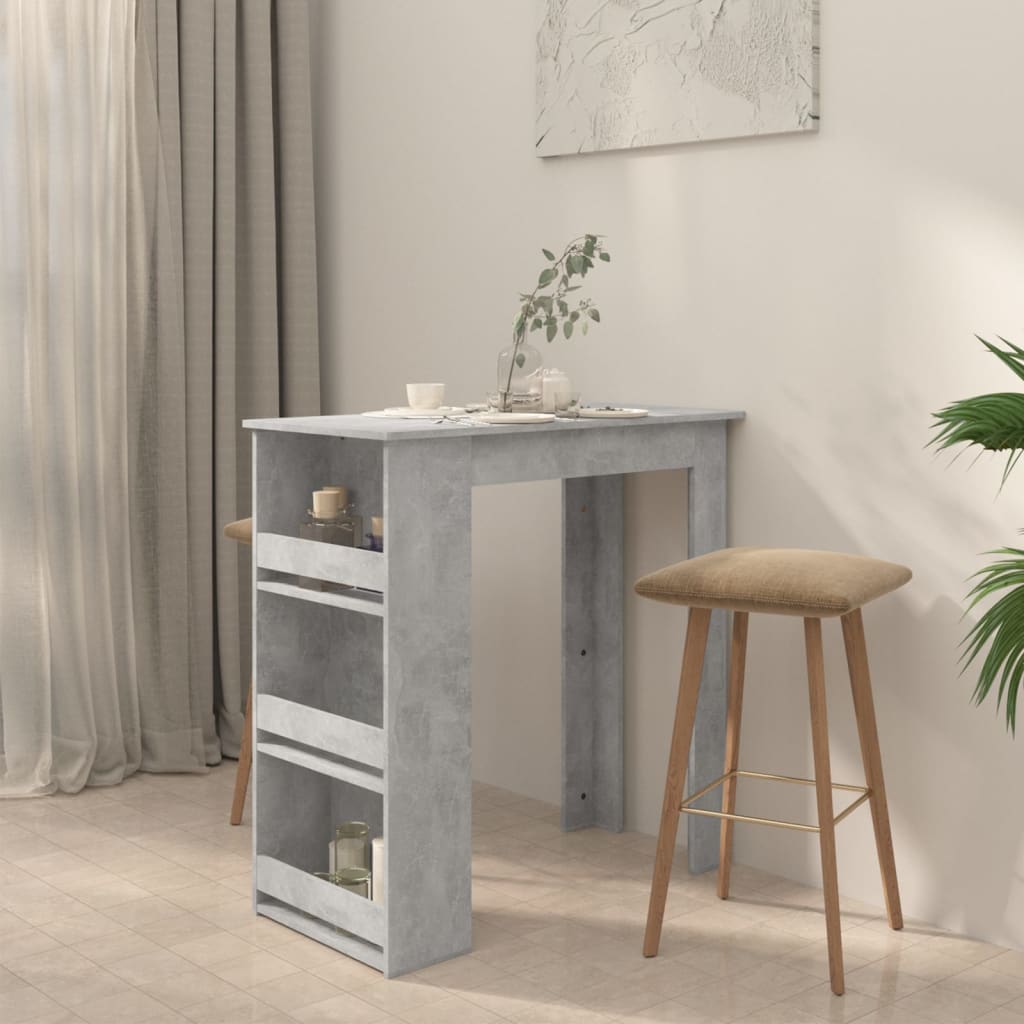 Bartafel met opbergrek 102x50x103,5 cm spaanplaat betongrijs is nu te koop bij PeponiXL, paradijselijk wonen!