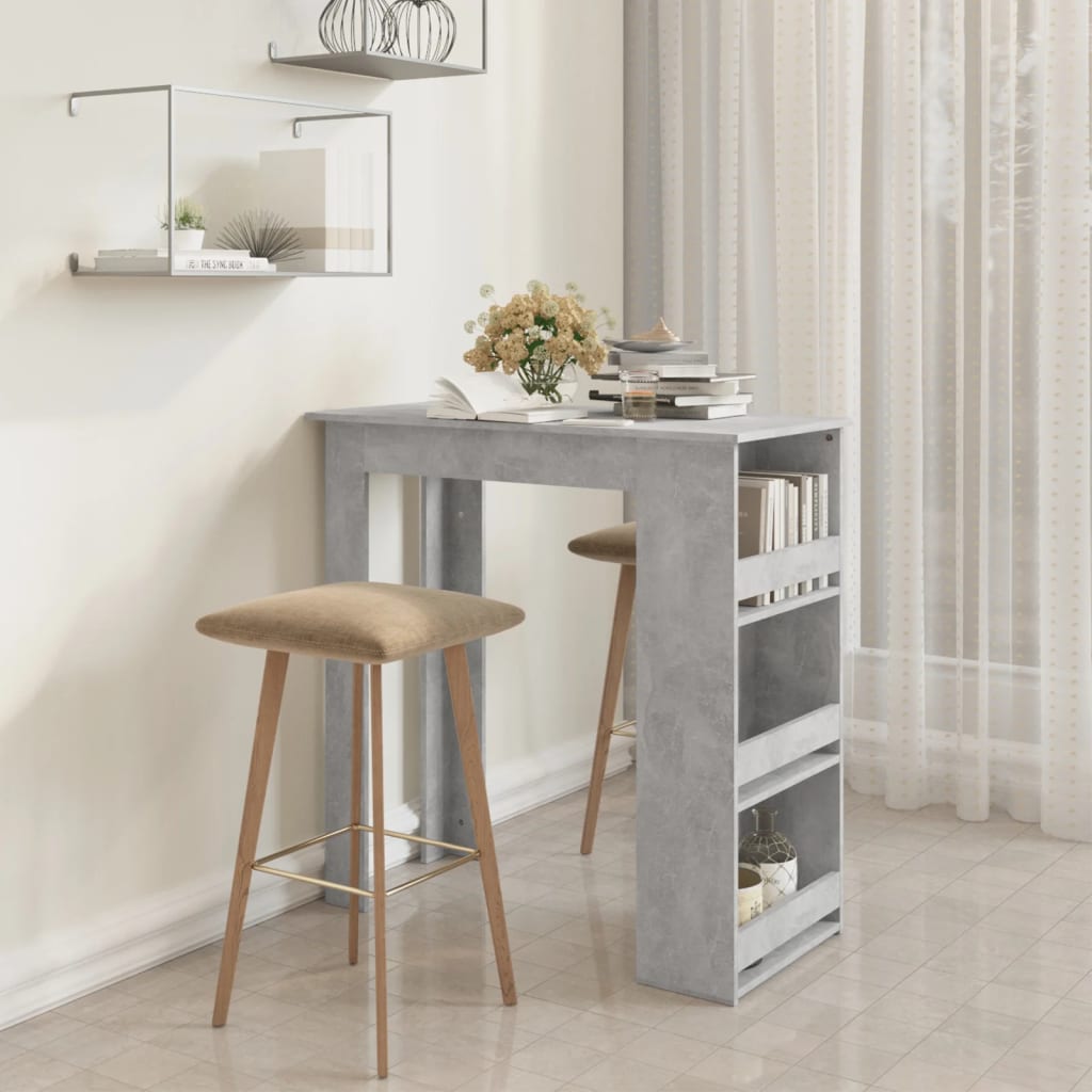 Bartafel met opbergrek 102x50x103,5 cm spaanplaat betongrijs is nu te koop bij PeponiXL, paradijselijk wonen!