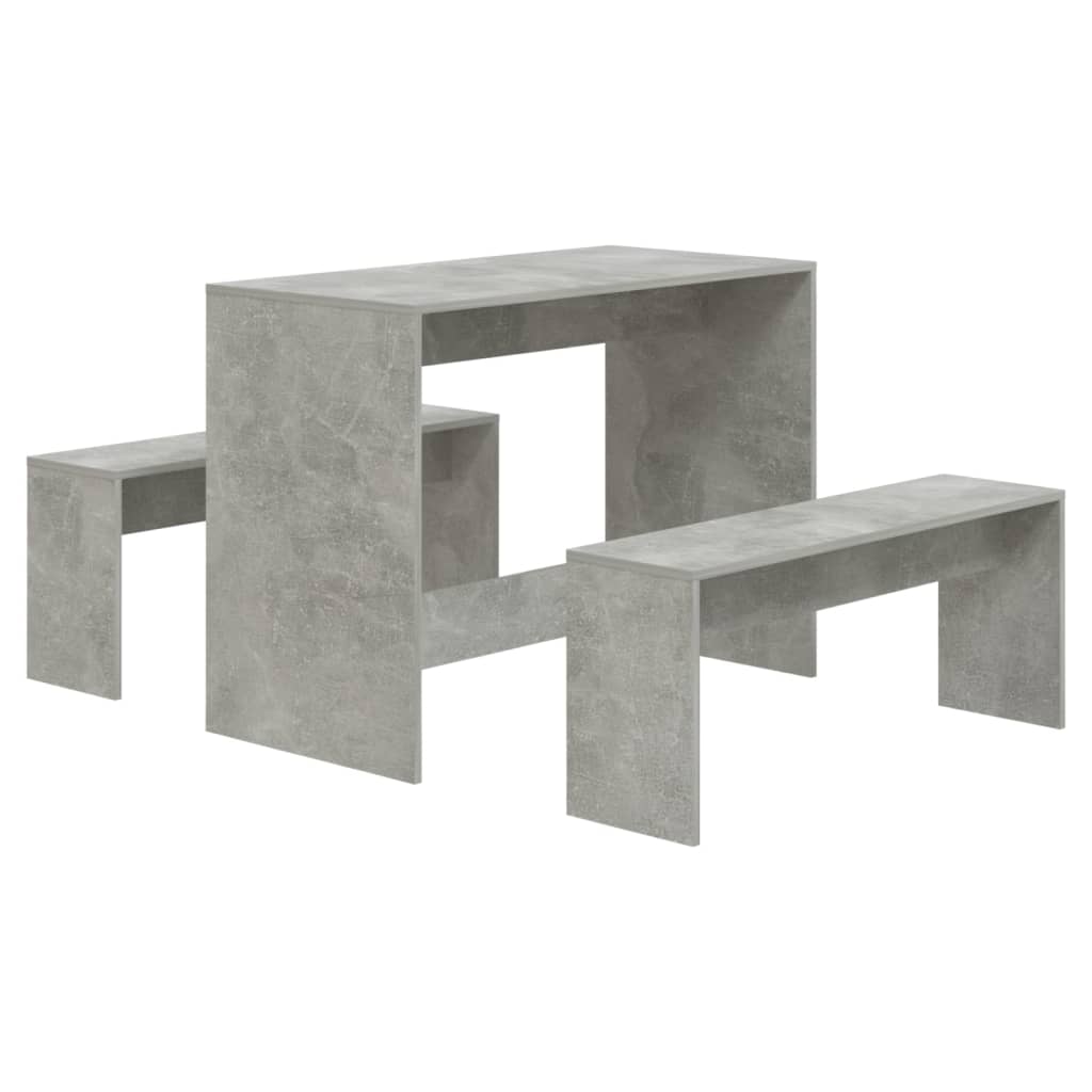 3-delige Eethoekset bewerkt hout betongrijs is nu te koop bij PeponiXL, paradijselijk wonen!