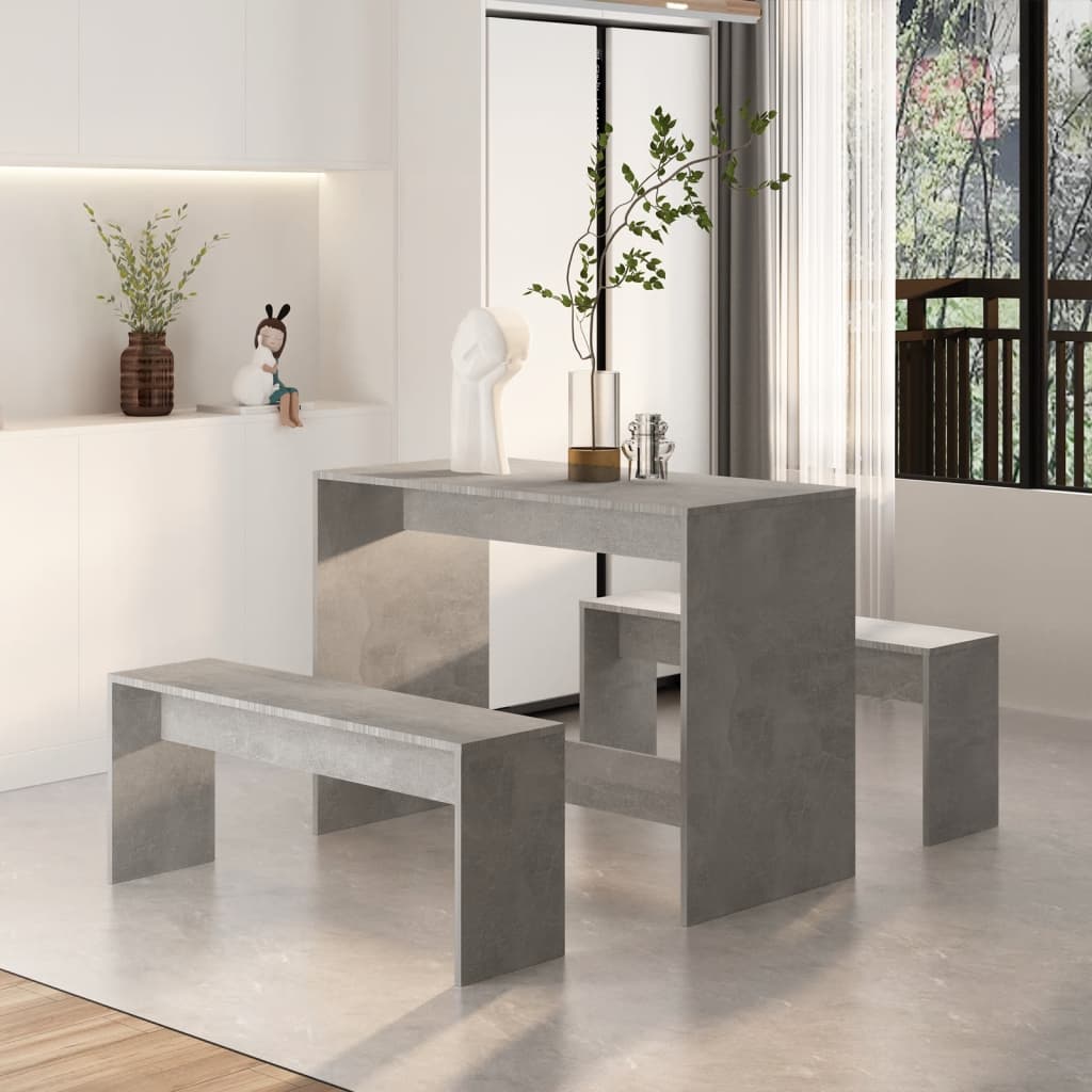 3-delige Eethoekset bewerkt hout betongrijs is nu te koop bij PeponiXL, paradijselijk wonen!