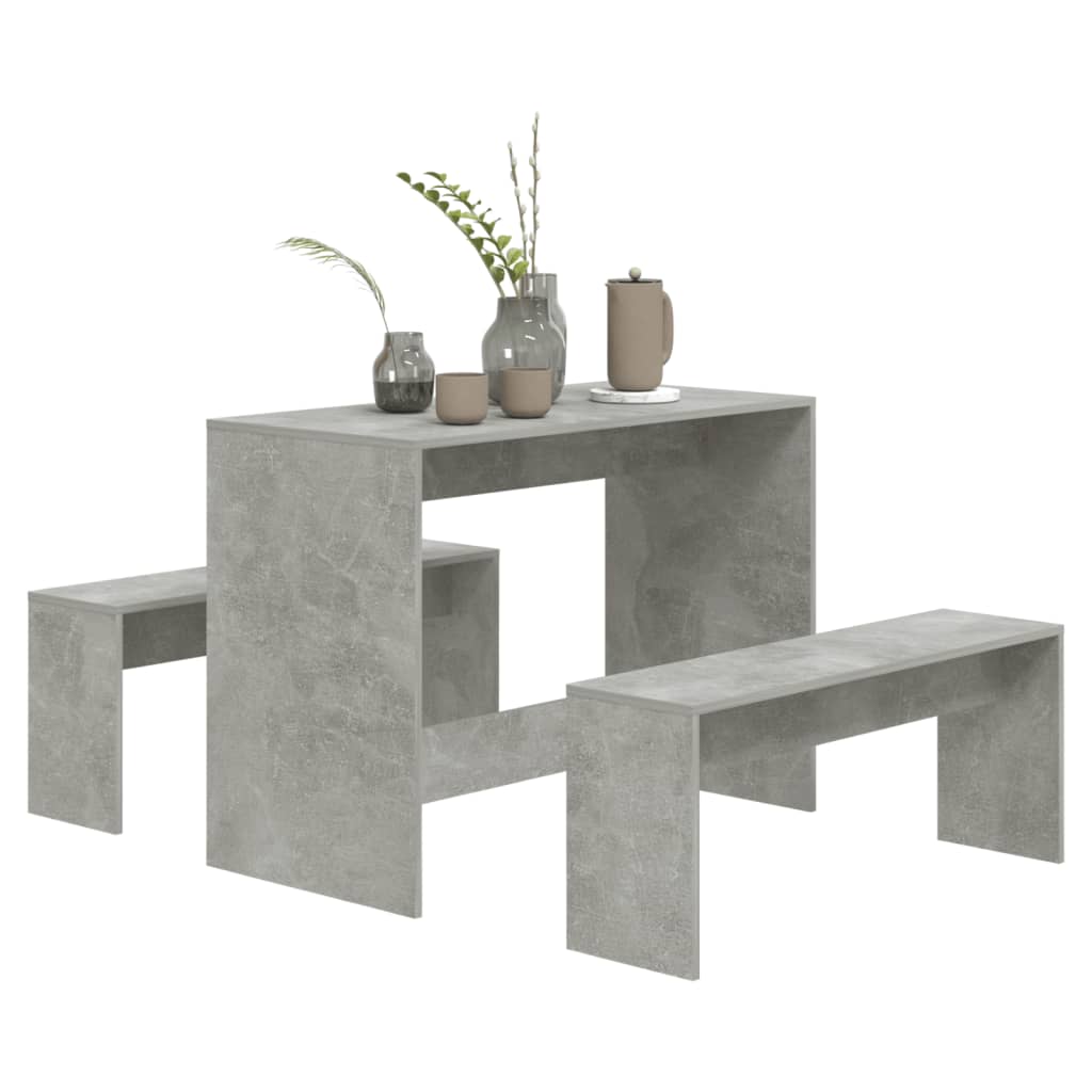 3-delige Eethoekset bewerkt hout betongrijs is nu te koop bij PeponiXL, paradijselijk wonen!