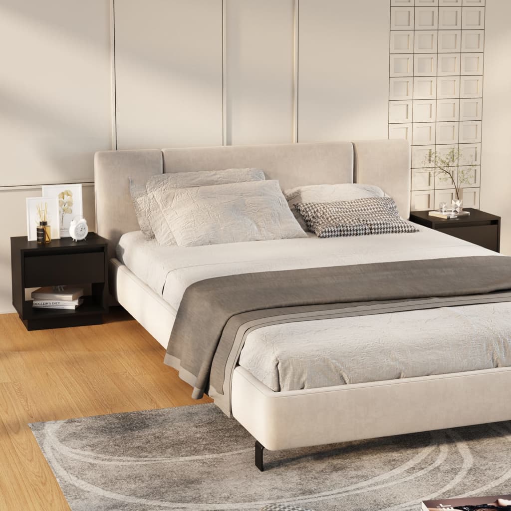 Nachtkastjes 2 st 45x34x44 cm bewerkt hout zwart is nu te koop bij PeponiXL, paradijselijk wonen!