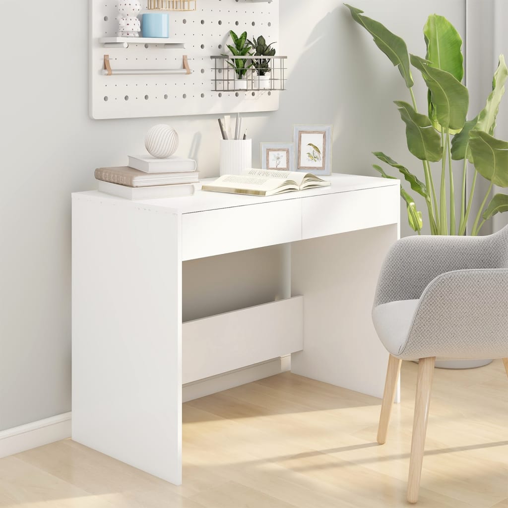 Bureau 101x50x76,5 cm bewerkt hout wit is nu te koop bij PeponiXL, paradijselijk wonen!