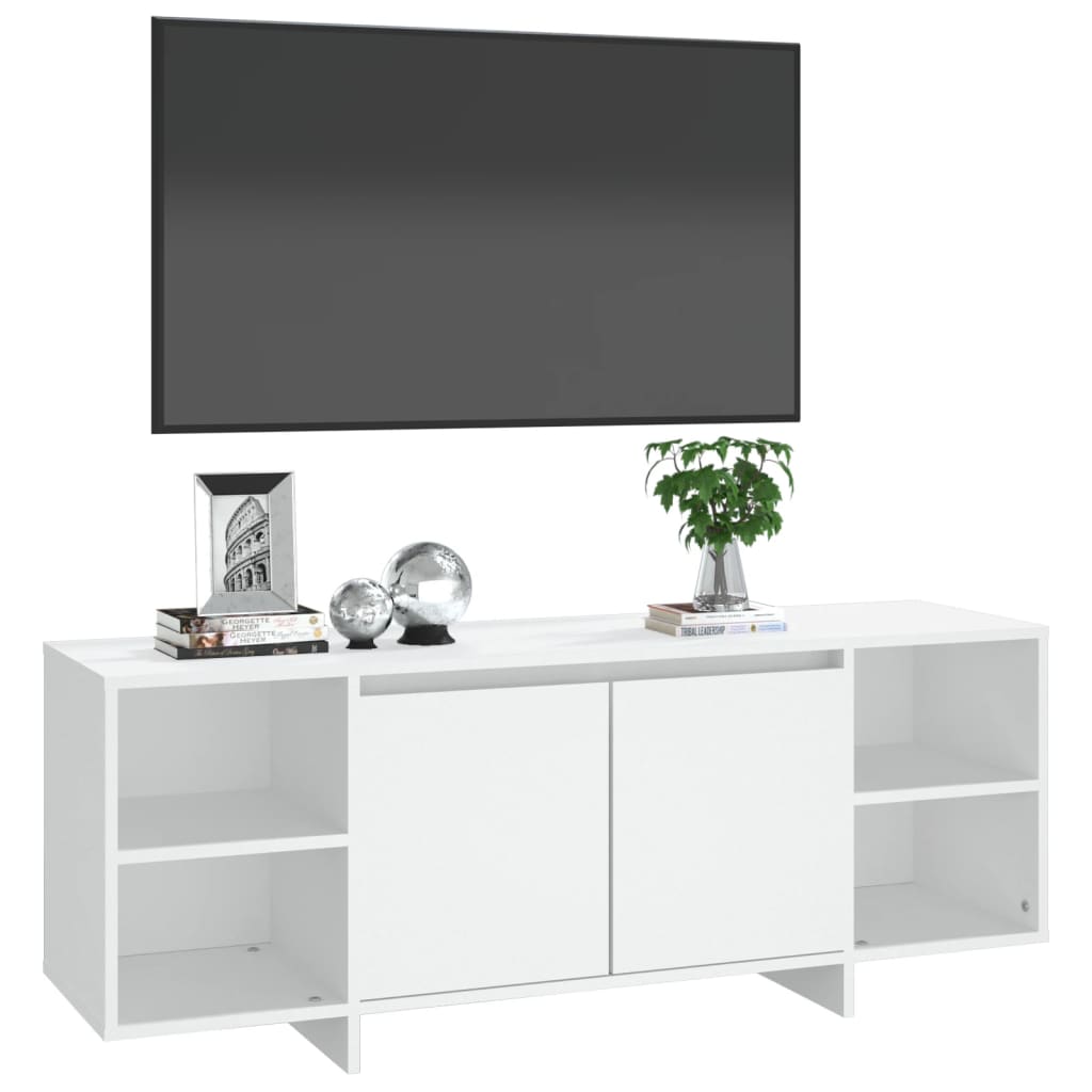 Tv-meubel 130x35x50 cm bewerkt hout wit is nu te koop bij PeponiXL, paradijselijk wonen!