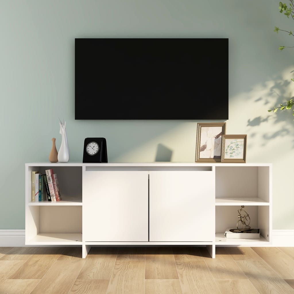 Tv-meubel 130x35x50 cm bewerkt hout wit is nu te koop bij PeponiXL, paradijselijk wonen!