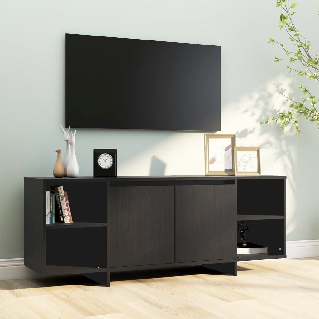 Tv-meubel 130x35x50 cm bewerkt hout zwart is nu te koop bij PeponiXL, paradijselijk wonen!