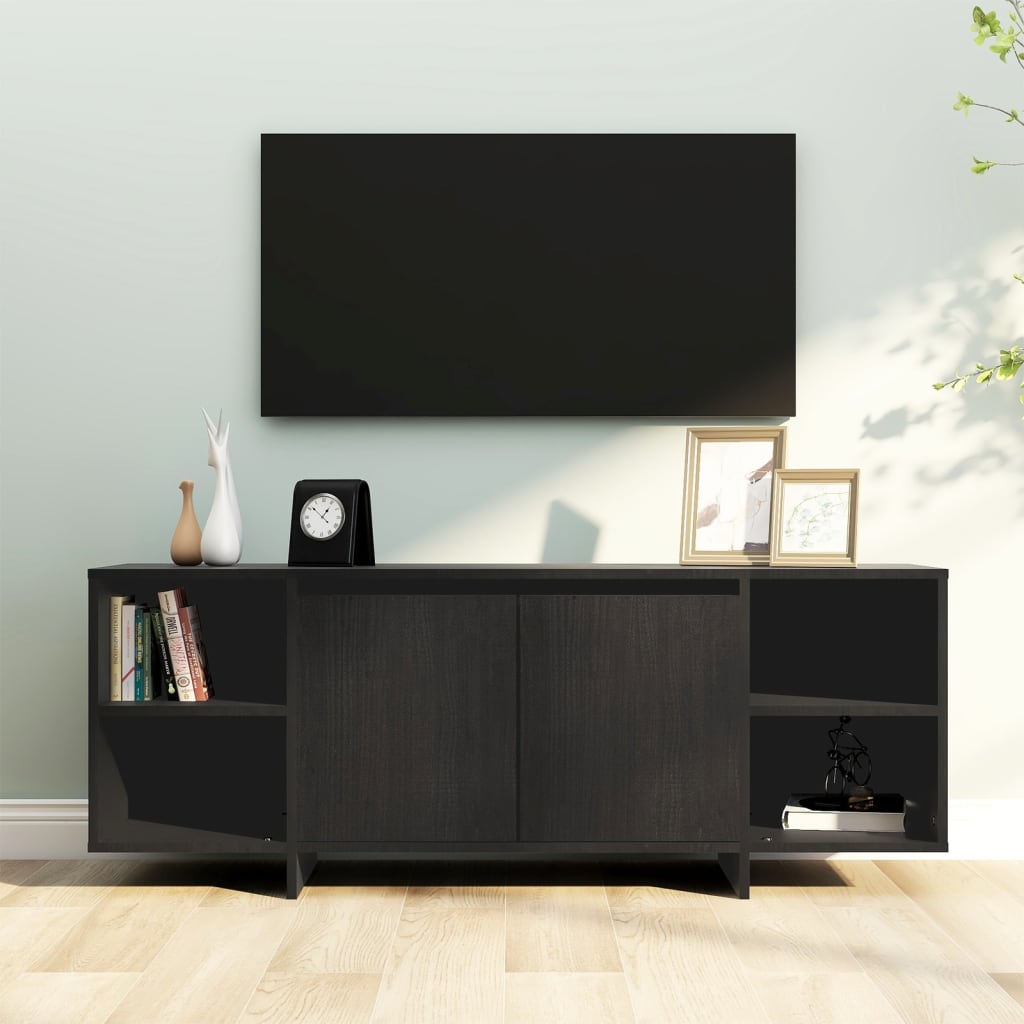 Tv-meubel 130x35x50 cm bewerkt hout zwart is nu te koop bij PeponiXL, paradijselijk wonen!