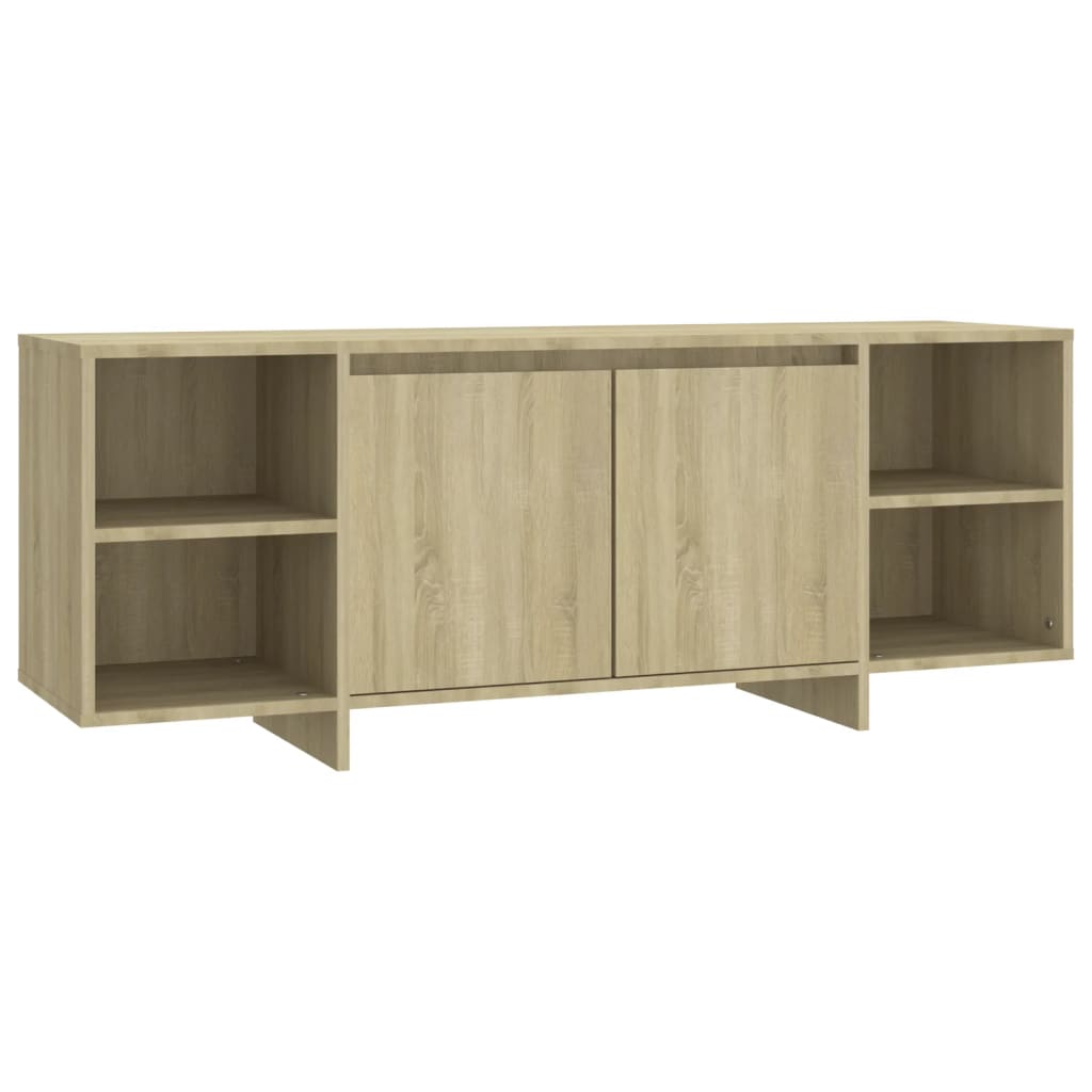 Tv-meubel 130x35x50 cm bewerkt hout sonoma eikenkleurig is nu te koop bij PeponiXL, paradijselijk wonen!