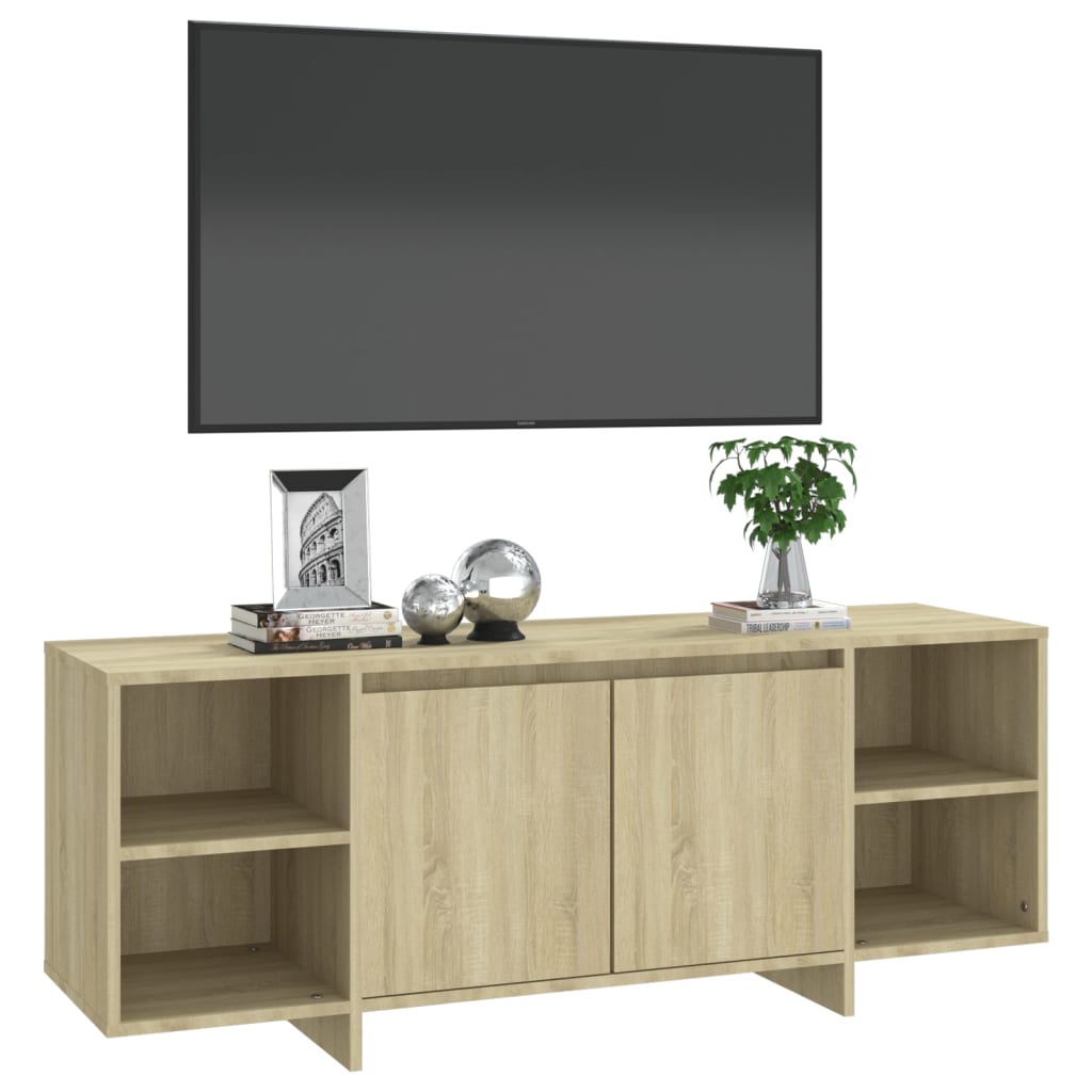 Tv-meubel 130x35x50 cm bewerkt hout sonoma eikenkleurig is nu te koop bij PeponiXL, paradijselijk wonen!