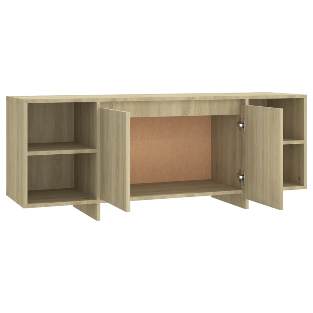 Tv-meubel 130x35x50 cm bewerkt hout sonoma eikenkleurig is nu te koop bij PeponiXL, paradijselijk wonen!