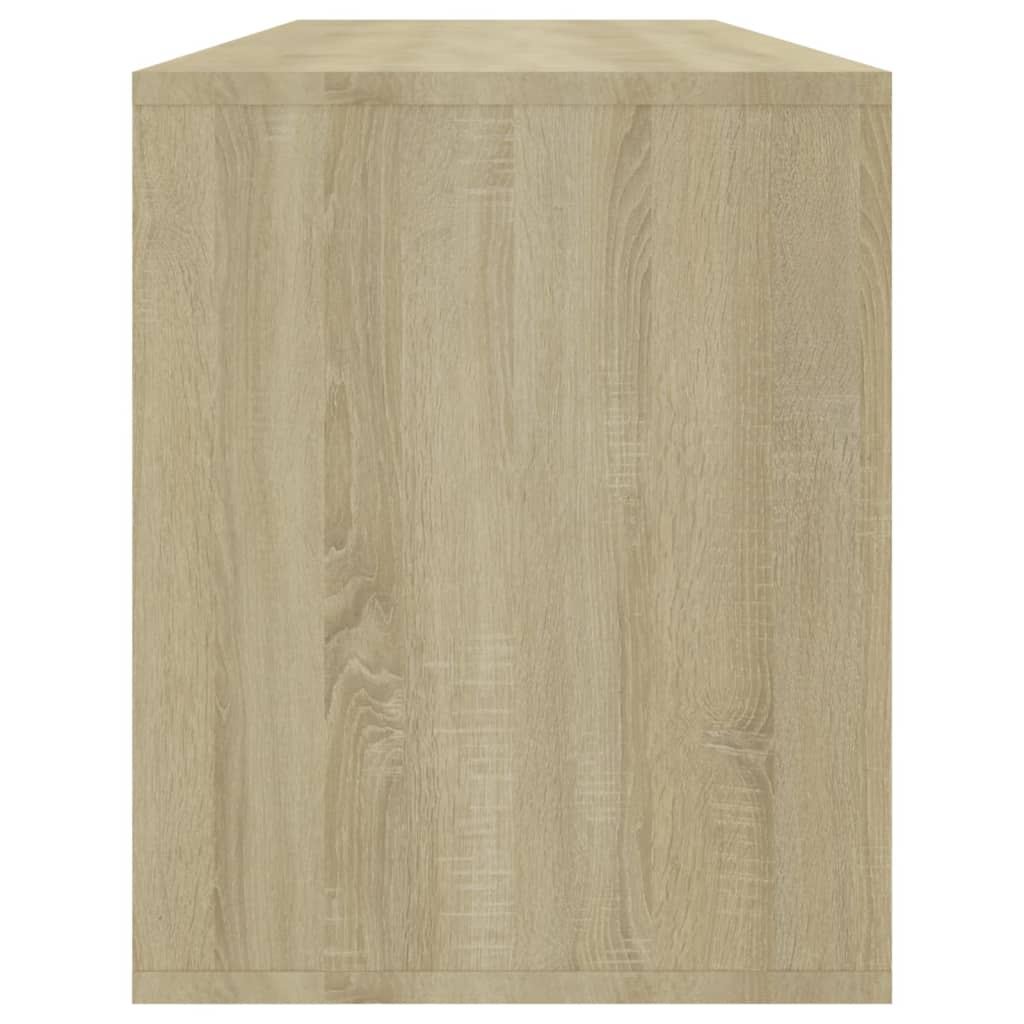Tv-meubel 130x35x50 cm bewerkt hout sonoma eikenkleurig is nu te koop bij PeponiXL, paradijselijk wonen!