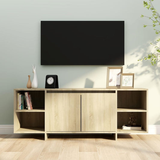Tv-meubel 130x35x50 cm bewerkt hout sonoma eikenkleurig is nu te koop bij PeponiXL, paradijselijk wonen!
