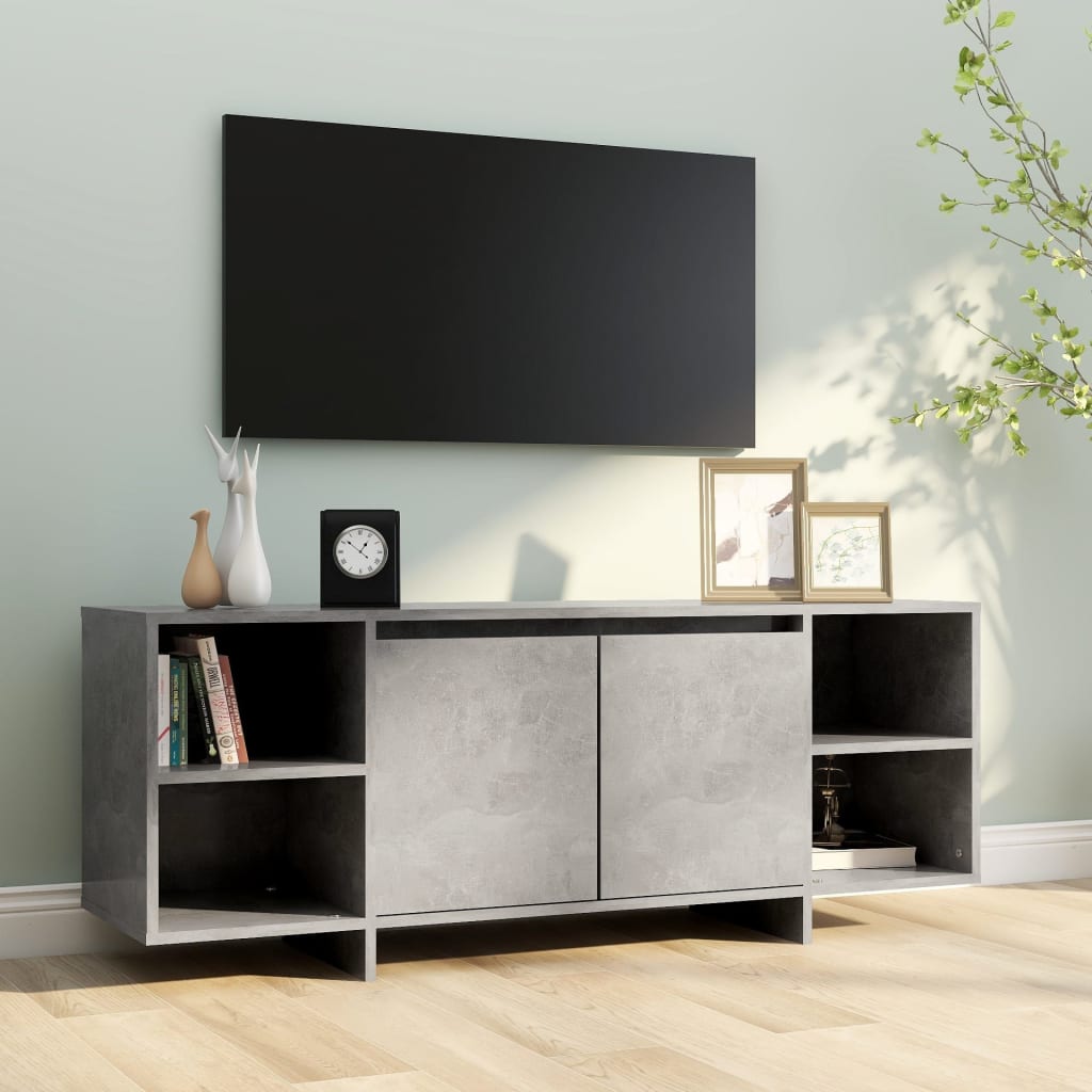 Tv-meubel 130x35x50 cm bewerkt hout betongrijs is nu te koop bij PeponiXL, paradijselijk wonen!