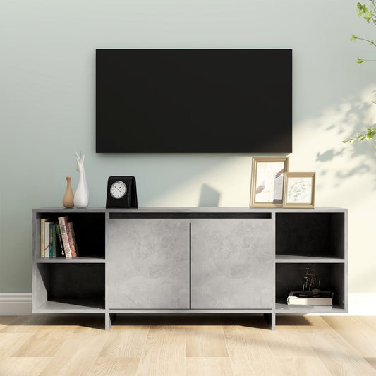 Tv-meubel 130x35x50 cm bewerkt hout betongrijs is nu te koop bij PeponiXL, paradijselijk wonen!
