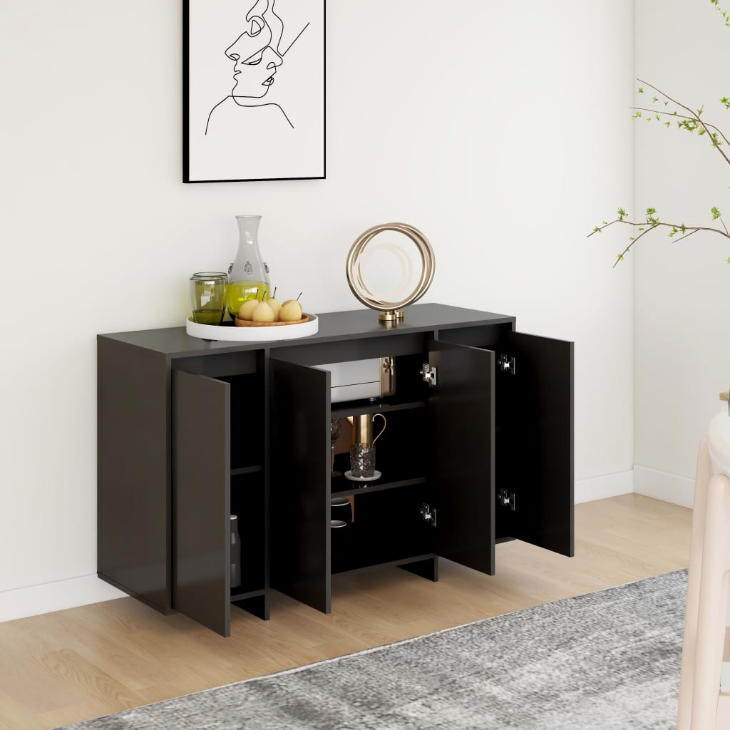 Dressoir 120x41x75 cm bewerkt hout zwart is nu te koop bij PeponiXL, paradijselijk wonen!