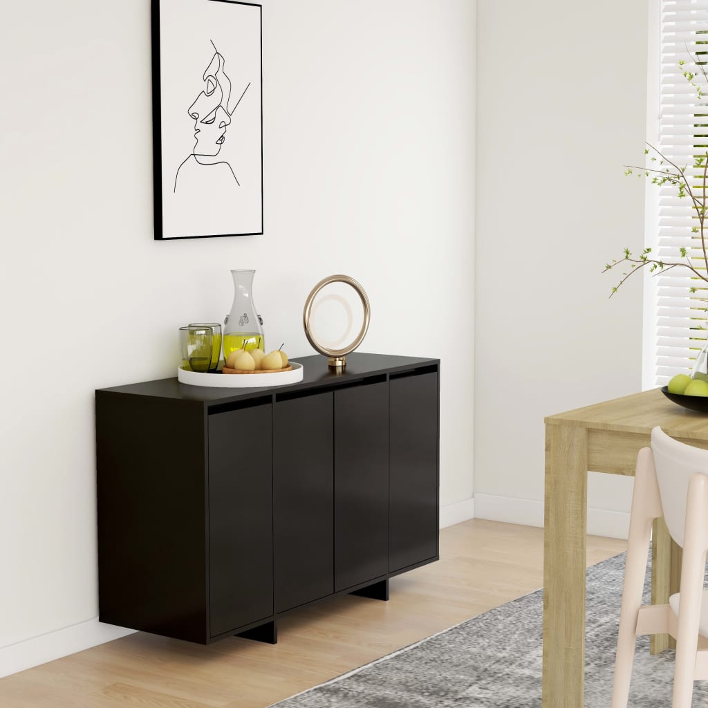 Dressoir 120x41x75 cm bewerkt hout zwart is nu te koop bij PeponiXL, paradijselijk wonen!