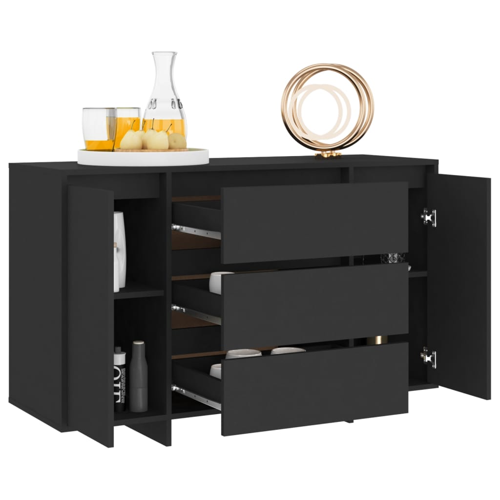Dressoir met 3 lades 120x41x75 cm bewerkt hout zwart is nu te koop bij PeponiXL, paradijselijk wonen!