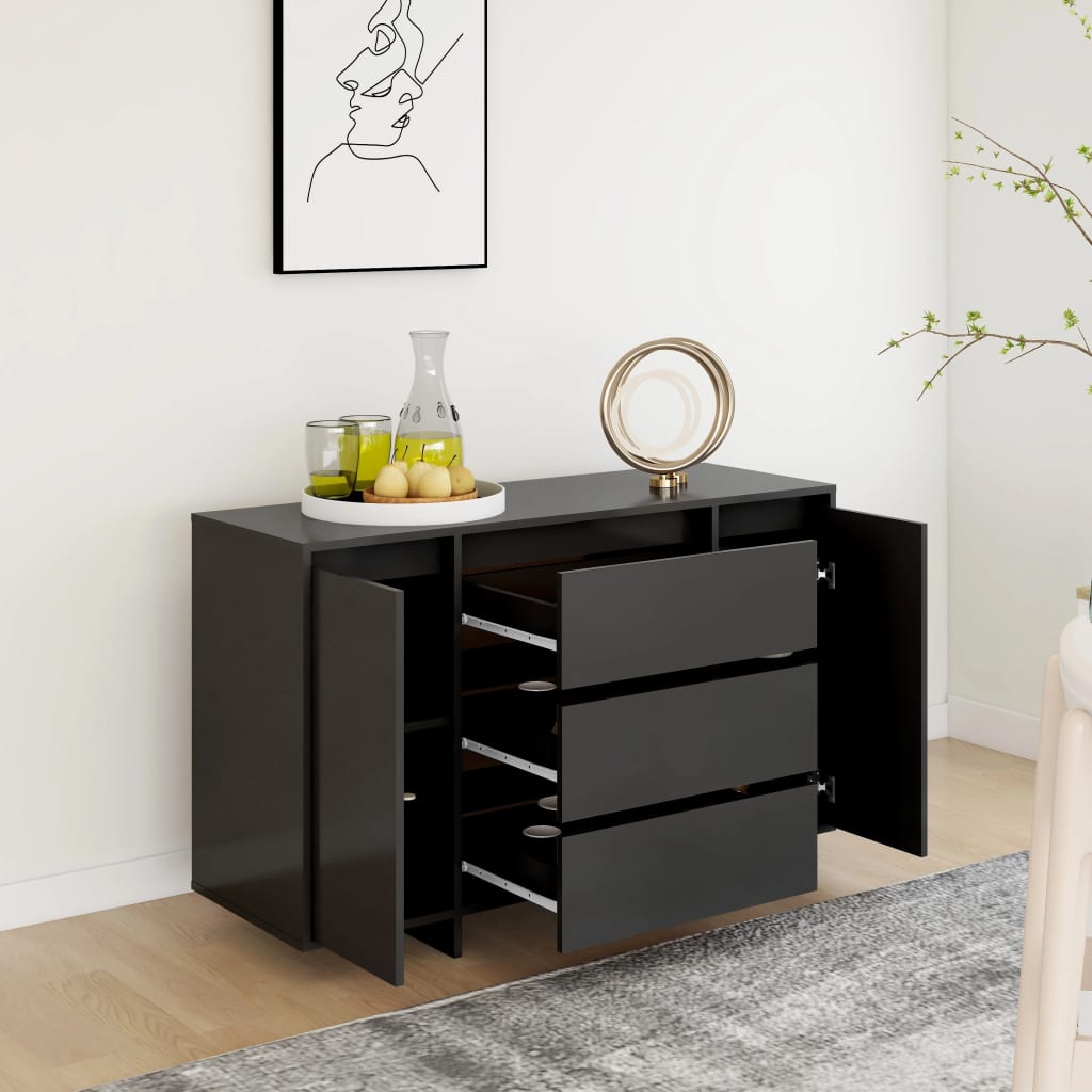 Dressoir met 3 lades 120x41x75 cm bewerkt hout zwart is nu te koop bij PeponiXL, paradijselijk wonen!