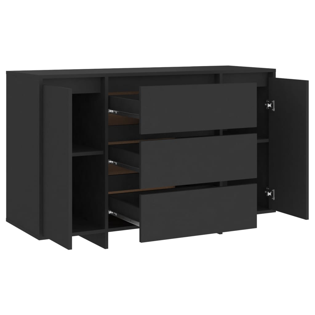Dressoir met 3 lades 120x41x75 cm bewerkt hout zwart is nu te koop bij PeponiXL, paradijselijk wonen!