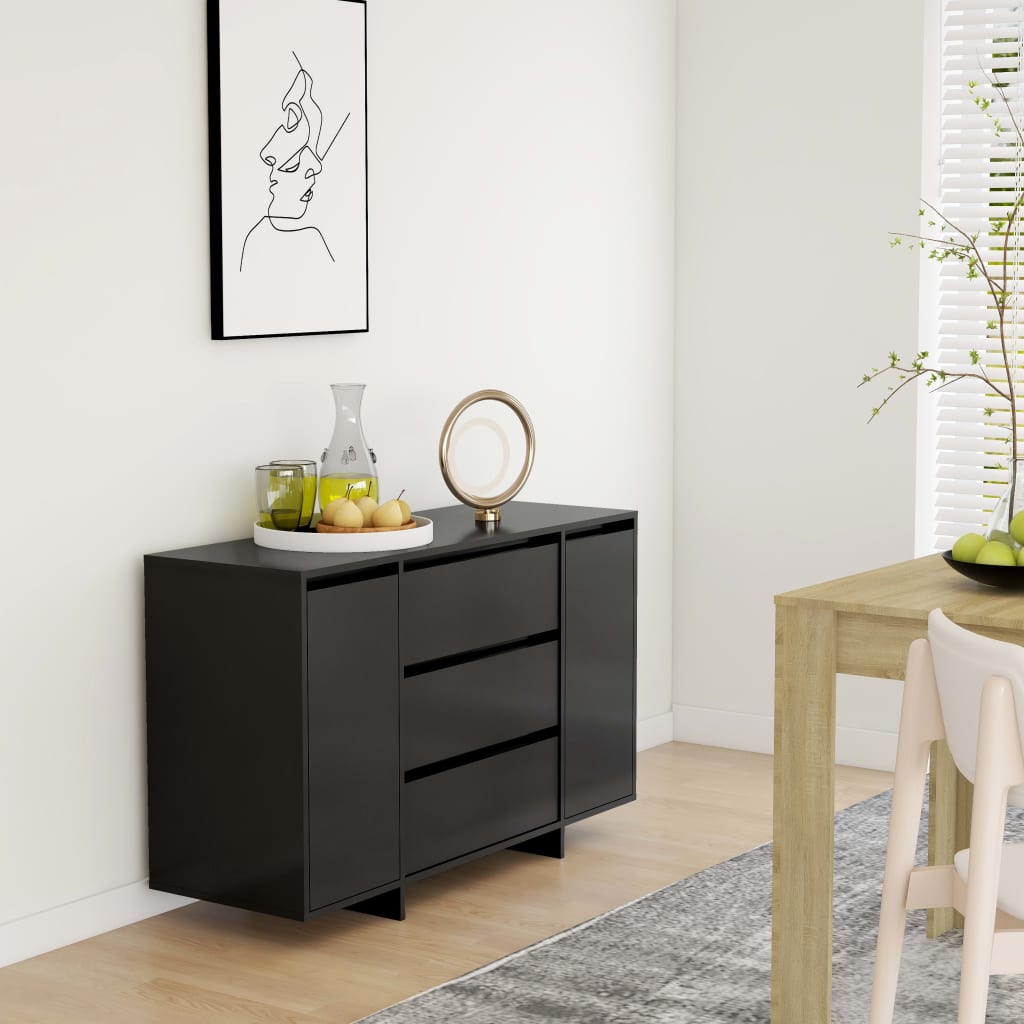 Dressoir met 3 lades 120x41x75 cm bewerkt hout zwart is nu te koop bij PeponiXL, paradijselijk wonen!