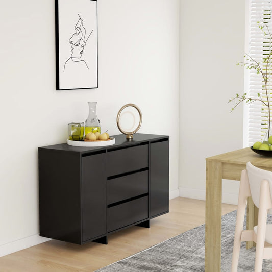 Dressoir met 3 lades 120x41x75 cm bewerkt hout zwart is nu te koop bij PeponiXL, paradijselijk wonen!