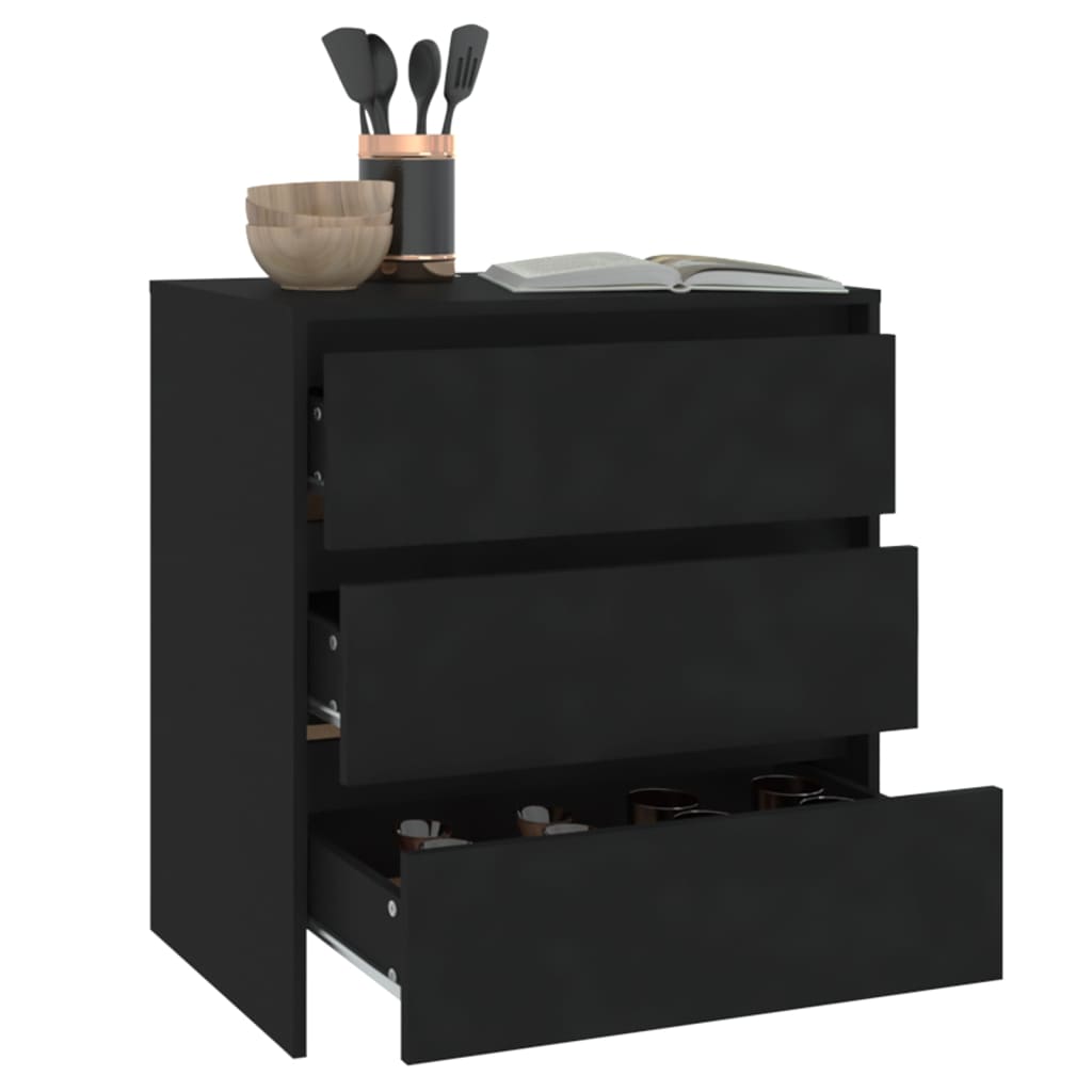 Dressoir 70x41x75 cm bewerkt hout zwart is nu te koop bij PeponiXL, paradijselijk wonen!